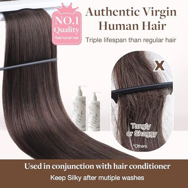 GOO GOO Sew in Hair Extensions Real Human Hair, Weft Hair Extensions Human Hair, 1B/6/1B Balayage Natural Black to Chestnut Brown 18inch 100g, Weft Bundles Straight Silky Remy Hair