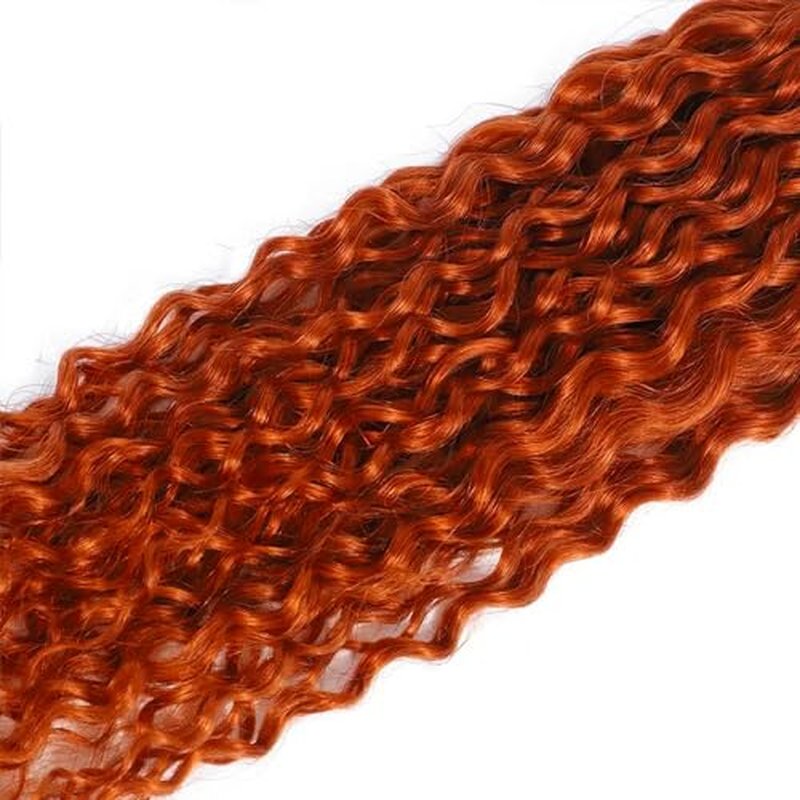 24 26 28 Inch Ginger Human Hair Bundles Color 350 Deep Wave Orange Hair Extensions