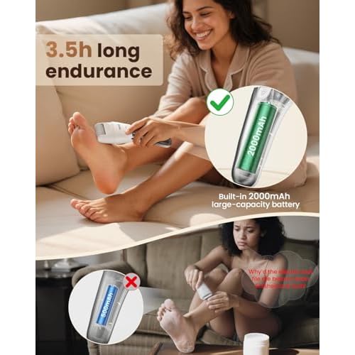 Electric Callus Remover for Feet - 2-Speed Rechargeable Pedicure Kit with 3 Rollers, IPX4 Waterproof Foot Scrubber & Digital Display | Professional Dead Skin & Callus Remover for Women/Men