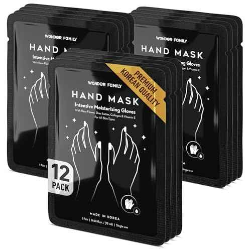 Korean Hand Masks Moisturizing Glove for Dry Hands - Hand Moisturizer Gloves for Women, Men - Hand Therapy Gloves with Collagen, Rose Oil, Shea Butter - White Hydrating Korean Hand Mask Bulk, 12 Pack