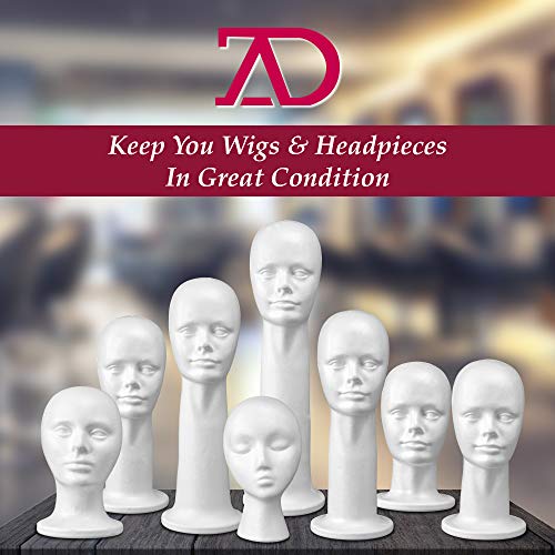 19'' Inch Styrofoam Head Foam Wig Head Mannequins, Style, Model & Display Women's Wigs, Hats & Hairpieces Stand - Extra Large, by Adolfo Designs