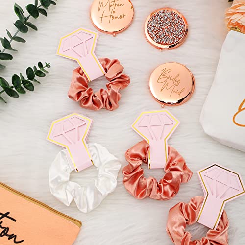 24 Pieces Bridesmaid Proposal Gifts Wedding Makeup Bag Gift Set Includes 8 Bridesmaid Makeup Bags 8 Satin Hair Scrunchies 8 Bridesmaid Compact Mirrors(Fresh Pattern)