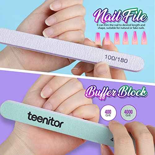 Teenitor Clear Nail Tips Full Cover, Long Stiletto Nails Tips For Acrylic Nails, 600 Pcs Almond Shape Fake Nails Tips With Glue, Acrylic Nail Clipper, Nail Stand Clear Glue On Nails