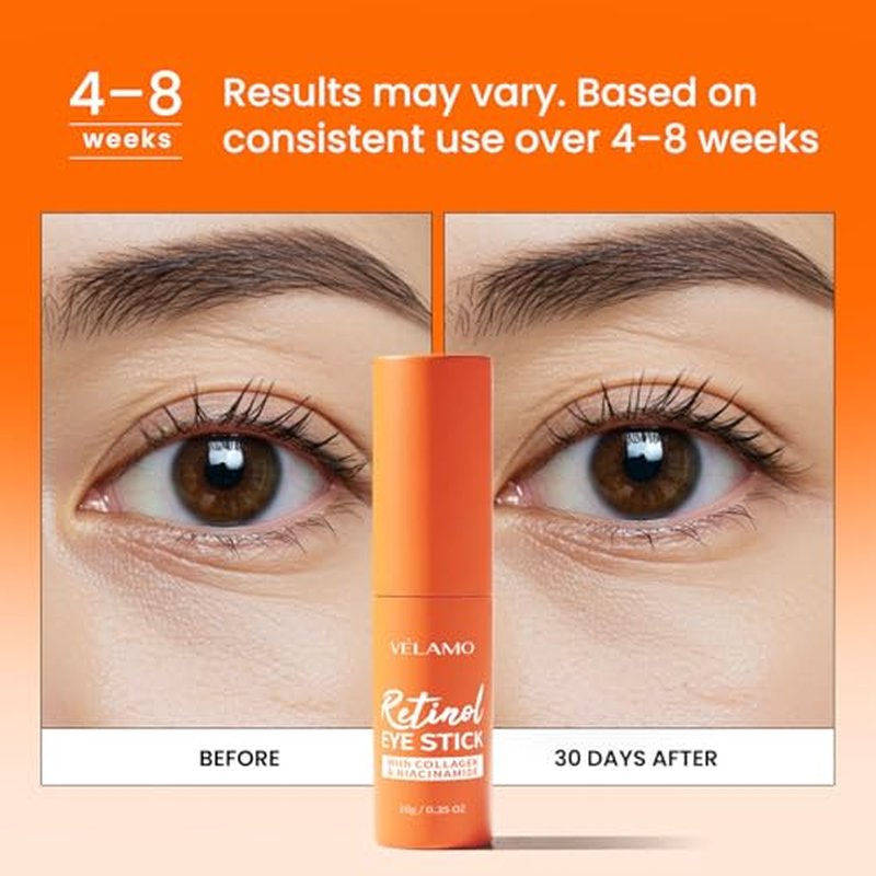 VELAMO ADVANCED Retinol Eye Balm Stick: Made in Korea, Travel Essentials, Upgraded 8-in-1 Formula with Collagen, Niacinamide & Peptides ? Under Eye Cream for Dark Circles, Puffiness & Wrinkles 0.35oz
