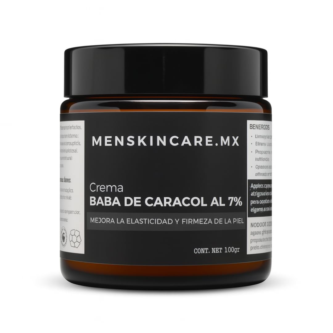 100g Snail Slime Cream for Men; regenerates damaged skin, fades blemishes, improves skin elasticity and firmness by stimulating cell renewal with 7% protein extract.