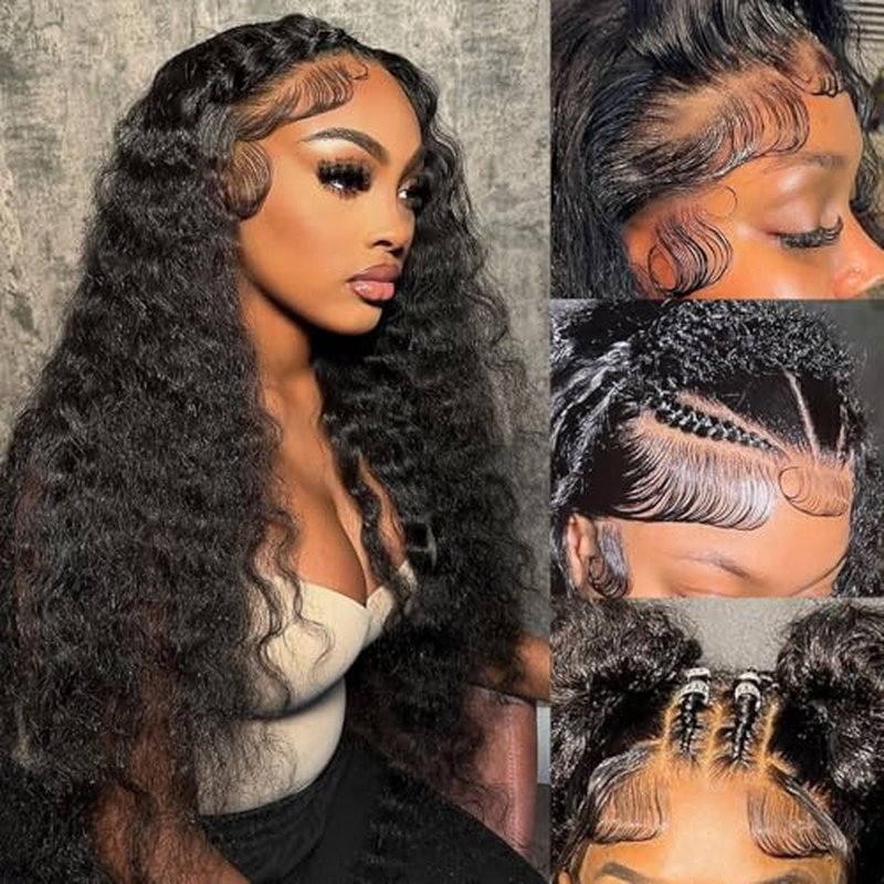 Deep Wave Lace Front Wigs - Human Hair, 200 Density, 13x6 Deep Curly, Glueless Frontal Wigs, Pre Plucked With Baby Hair, HD Lace Front, 20 Inch