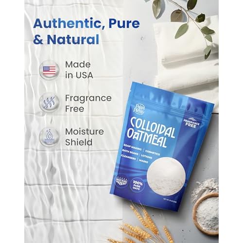 100% Pure Colloidal Oatmeal - Unscented, DIY Bath Products, Skincare, Cosmetics, Natural Oatmeal Bath for Itching, Soothing Agent for Itchy, Irritated Skin - 2 Pack (32oz)