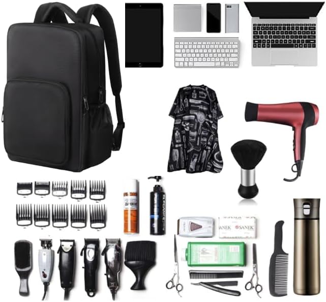 Barber Supplies Bag - Adjustable Dividers & Large Capacity | Travel Clipper Organizer with Multiple Pockets