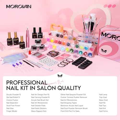 Morovan Acrylic Nail Kit with Everything: Beginners Professional Nail Kit Set for Starter Acrylic Nail with Drill Nail Christmas