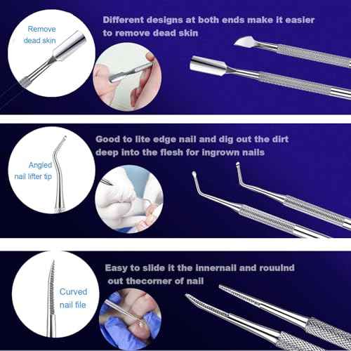 Ingrown Toenail File and Lifters Set(10pcs), Professional Pedicure Tool Toenail Grooming Kit, Ingrown Toenail Treatment Pedicure Kit, Under Nail Cleaner Tools (10PCS)