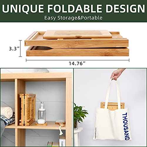 Bathtub Tray Ohuhu Premium Bamboo Bathtub Caddy Tray Expandable Foldable Bath Tray with Anti-Slip Grips Soap Wine Phone Holder Mothers Day