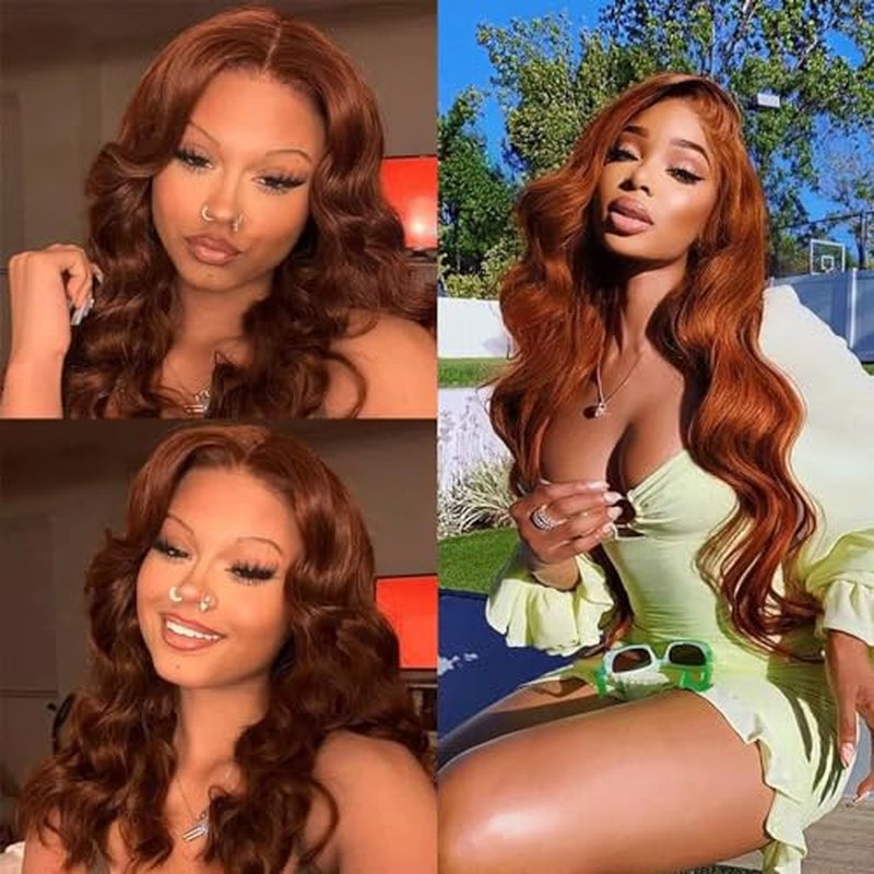 #33 Bundles Human Hair Brown Body Wave Human Hair Bundles Copper Red Bundles Human Hair 3 Bundles 26 26 26 Inch Reddish Brown Body Wave Bundles Hair Extensions