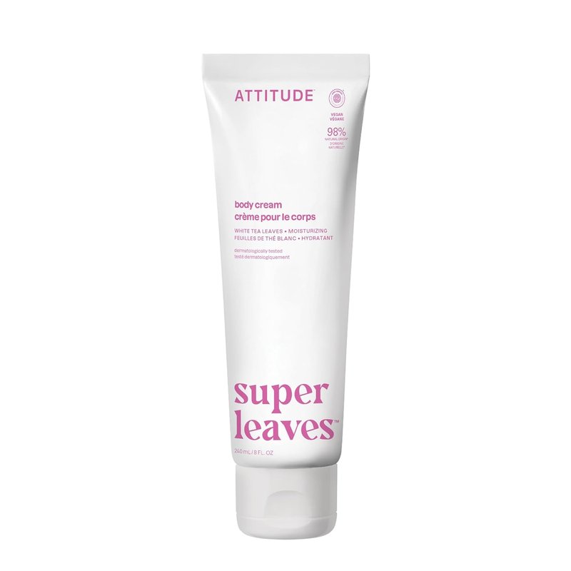 ATTITUDE Body Cream - EWG Verified Vegan Moisturizer for Dry Skin | Infused with White Tea Leaves, 8 Fl Oz