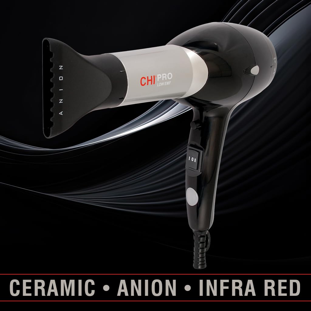 CHI Pro Hair Dryer, Ceramic Heater Reduces Frizz & Static Electricity, Helps Dry Hair Faster & Promotes Moisture & Shine