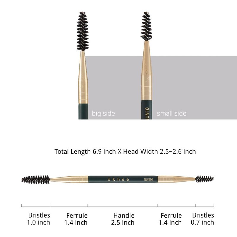 SOO ADOR okhee Dual Spoolie Brush NUN10 – Professional Korean Makeup Brush, Dual-Sided Brow & Lash Spoolie for Groomed Eyebrows, Clump-Free Lashes & Polished Finish