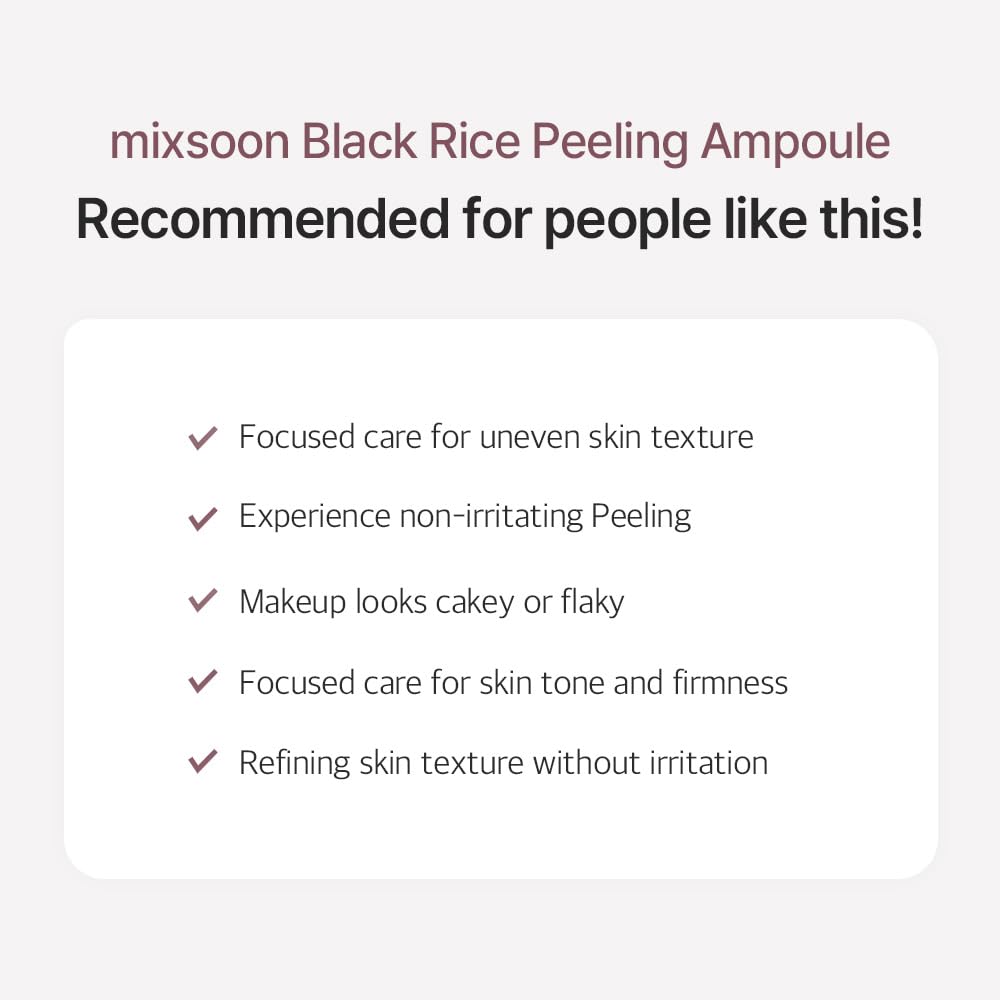 mixsoon Peeling Ampoule - Black rice exfoliant, Gentle Exfoliating Serum for Smooth, Radiant Skin, Dead Skin Cells Remover 100ml / 3.38 fl.oz. Korean Glass Skin Care
