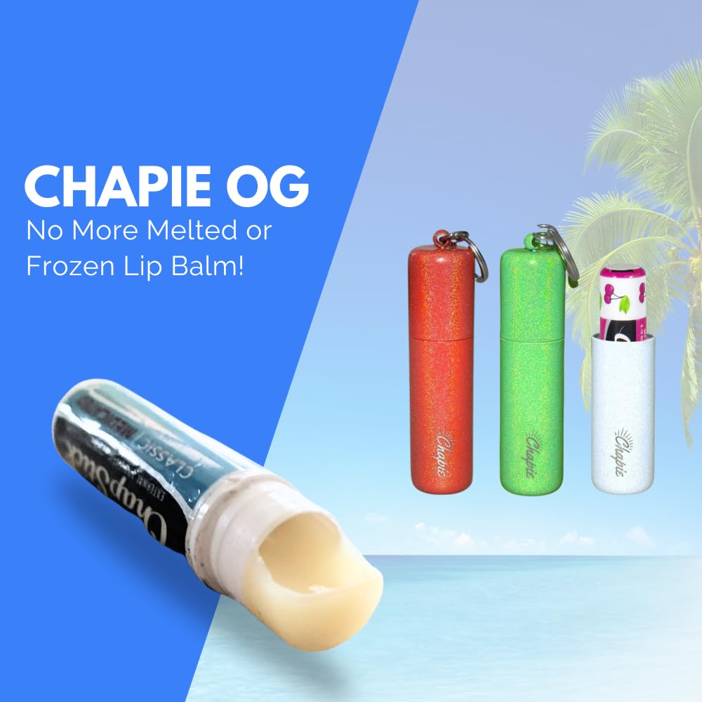 Chapie OG | Vacuum Insulated Lip Balm Keychain Holder, Prevents Melting & Messes | 3-Pack (Christmas)