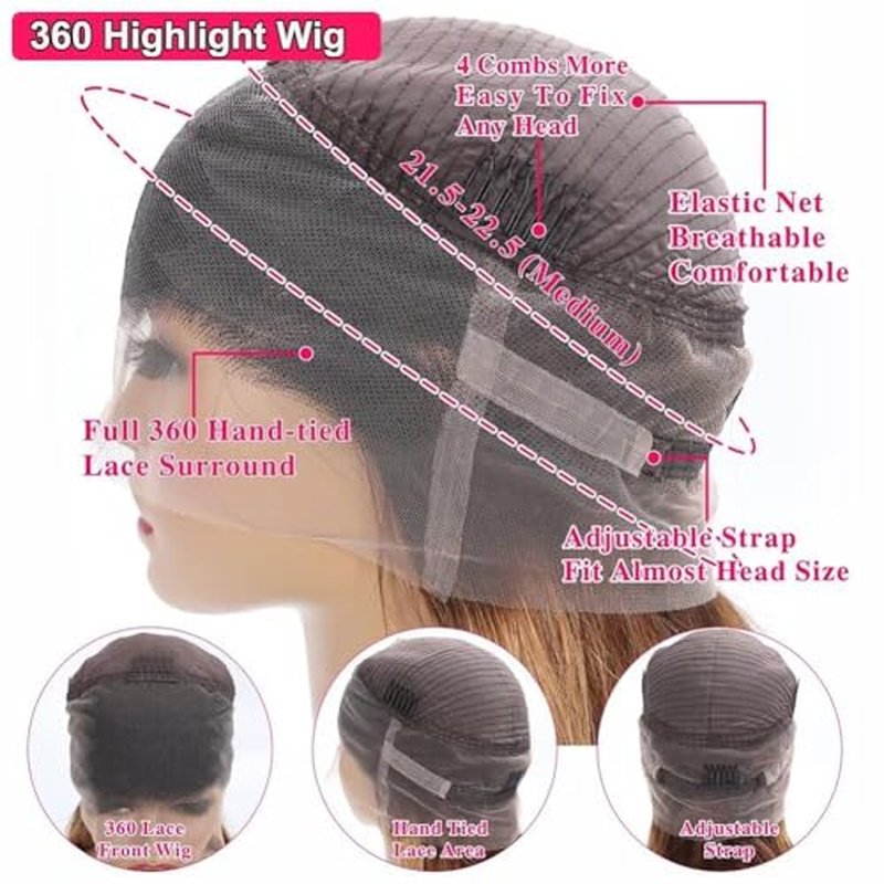 Ombre Highlight Body Wave 360 Lace Front Wigs Human Hair Pre Plucked With Baby Hair Honey Blonde 360 Hd Lace Frontal Wigs Full Lace for Women 18inch