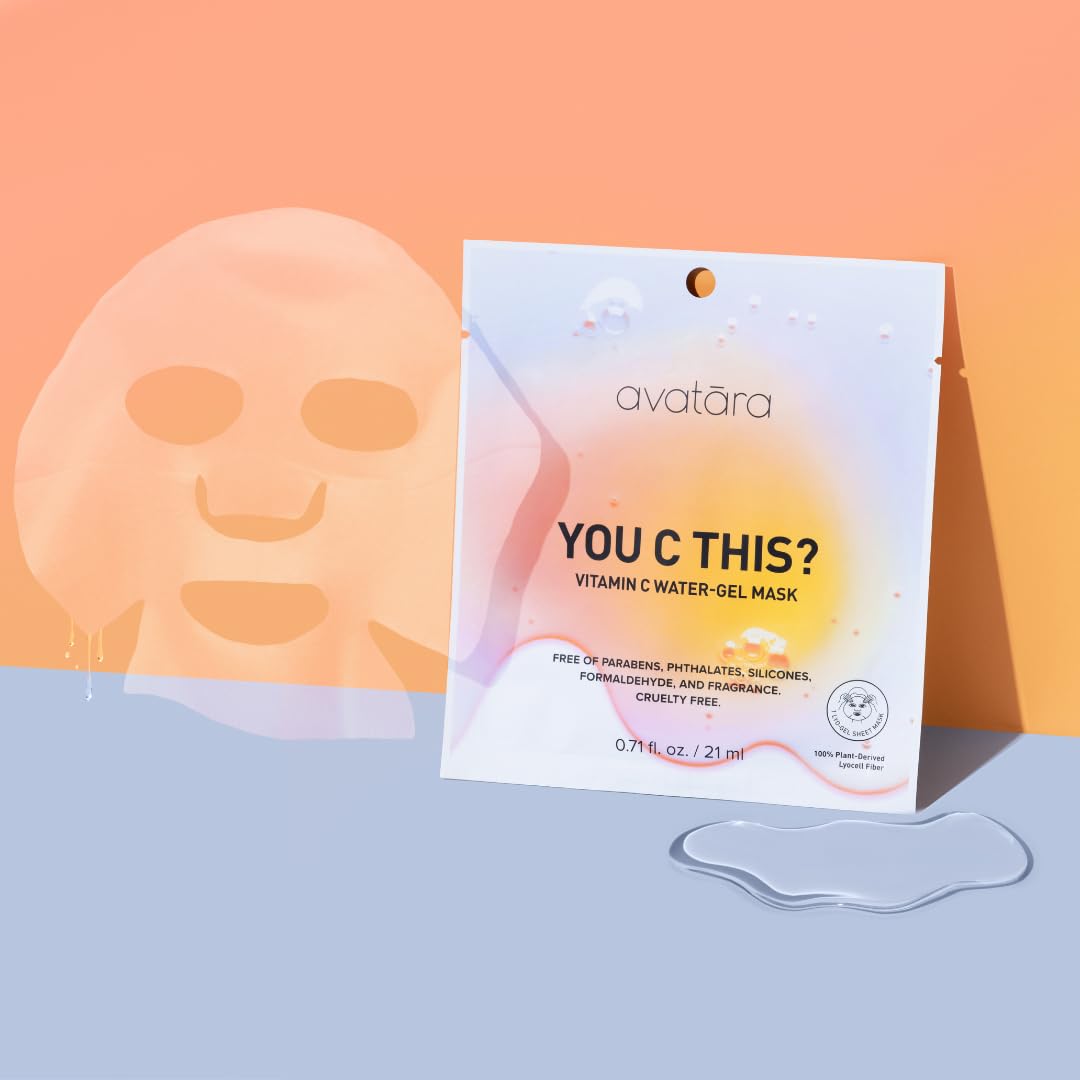Avatara Dewy Daydream 6-Pack Water-Gel Mask, You C This? Vitamin C Masks, 3 Pack & Re-Dew Niacinamide Water-Gel Masks, 3 Pack | 0.71 fl.oz /21 mg