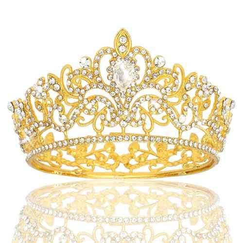 Wecoe Small Crown Tiara for Flower Bouquets - Mini Birthday Crown, Cake Decorations, Wedding Hair Accessories, Ornaments, Gifts