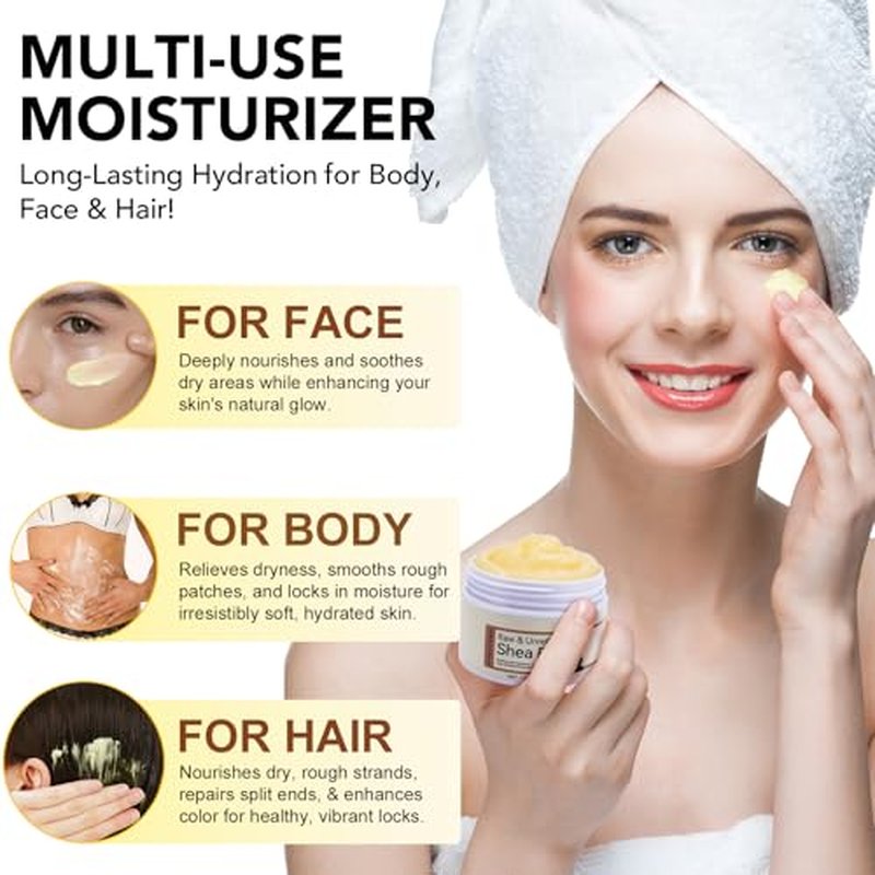 Shea Butter Raw Organic, Pure Shea Butter Unrefined for Skin and Hair Moisturizing - 100% Natural Vitamin A, E & F £¨120g£©