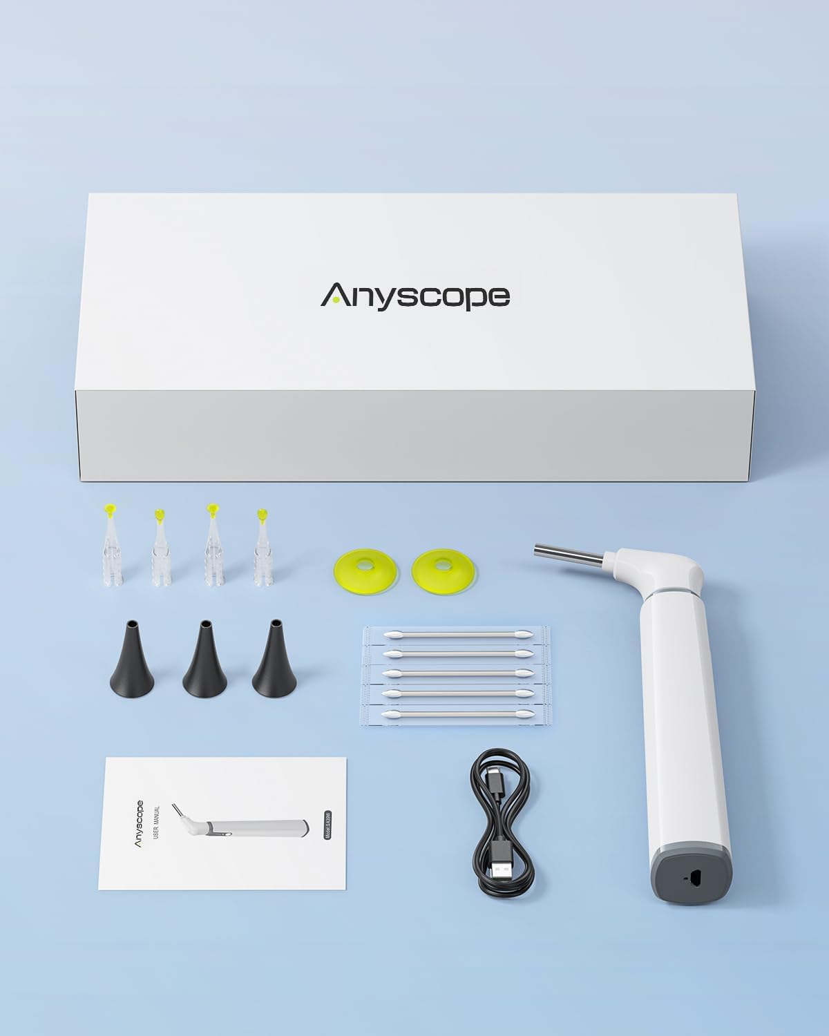 Wireless Otoscope - Dual View Ear Camera with Gyroscope & Light | 3.9mm Ear Scope for Kids, Adults & Pets, iPhone & Android Compatible