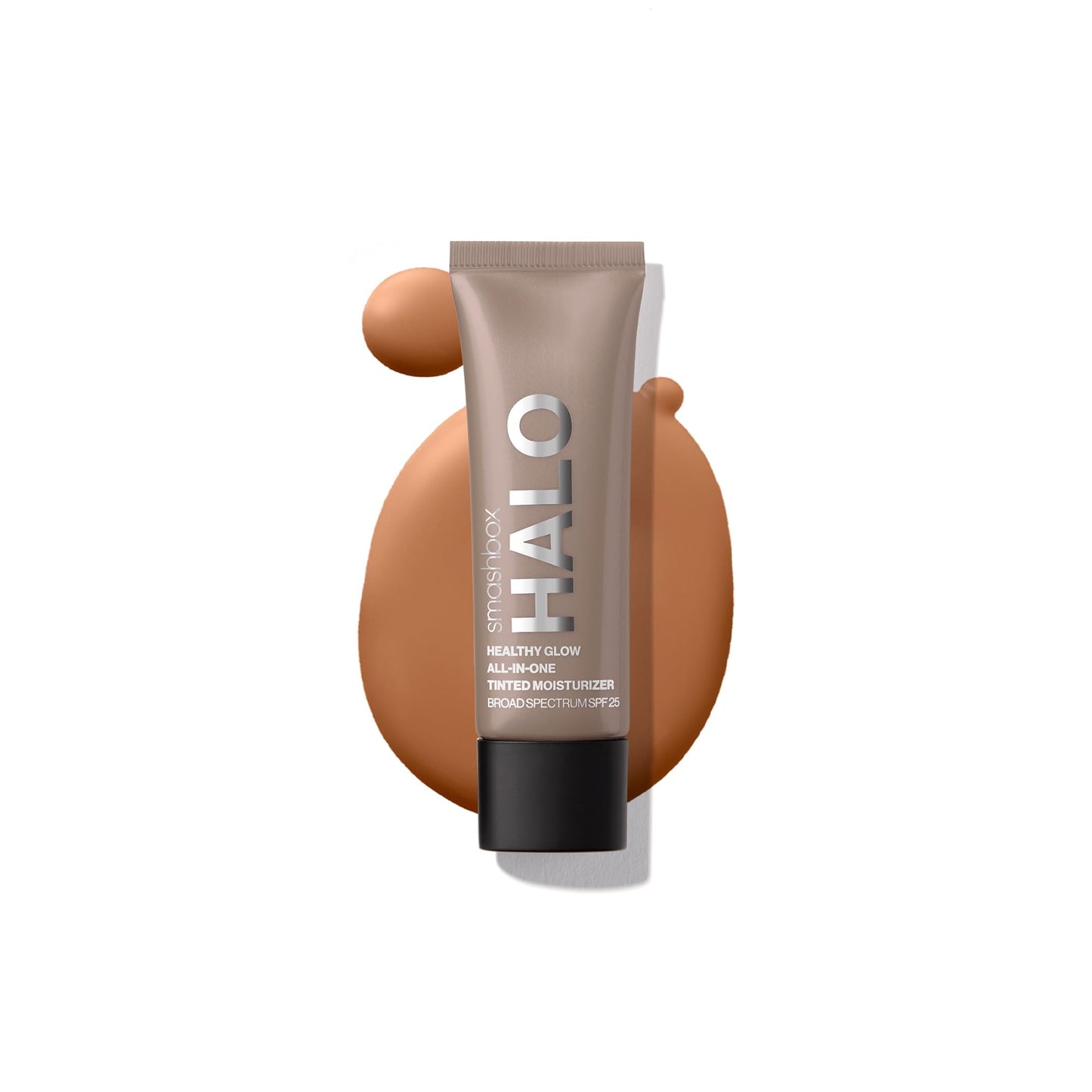 Smashbox Halo Healthy Glow Tinted Moisturizer with SPF 25 | 24-Hour Hydrating Skin Tint with Buildable Coverage and Dewy Finish | Hyaluronic Acid & Niacinamide for Face, Dark Neutral, 0.41 Fl Oz