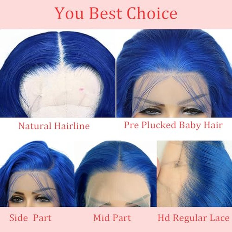 PANDA ANGEL Blue Lace Front Wigs Human Hair Straight 13x4 Hd Transparent Lace Frontal Wigs Wear and Go Glueless Navy Blue Wigs Human Hair for Black Women Colorful Dark Blue Lace Front Wig 26 Inch