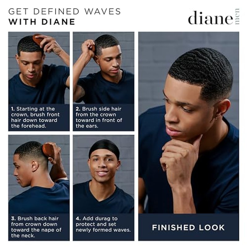 Diane Premium 100% Boar Bristle 2-Sided Club Brush for Men and Barbers, Medium and Firm Bristles for Thick Coarse Hair, Detangling, Smoothing