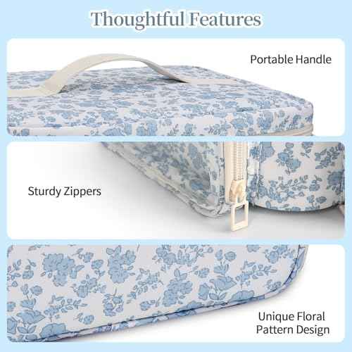 Nail Polish Organizer, Nail Polish Storage Holds 42+ Bottles & Nail Lamp, Portable Travel Nail Kit Storage Carrying Case Fits Nail Suppiles, Gift for Manicurist, Grils - Blue Flower