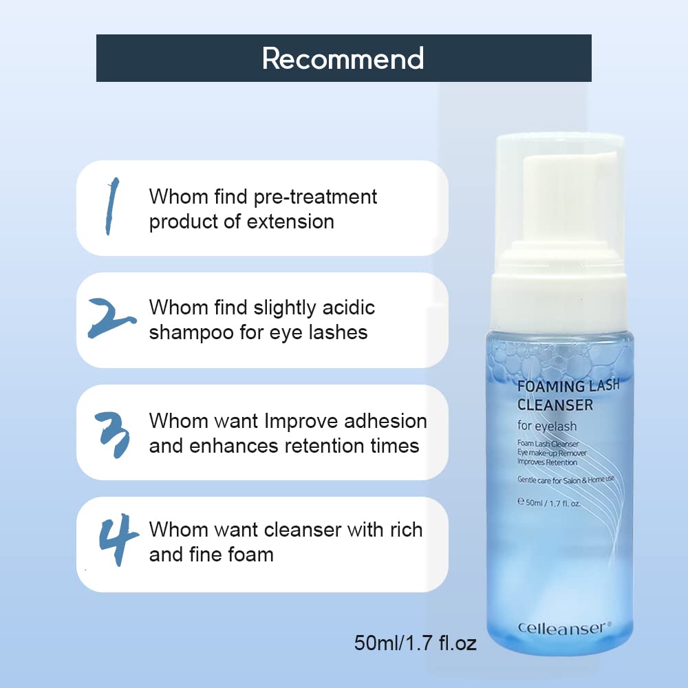 Foaming Lash Cleanser/Wash for Extensions & Natural Lashes/Makeup bubble Remover 50ml / 1.7 fl Oz