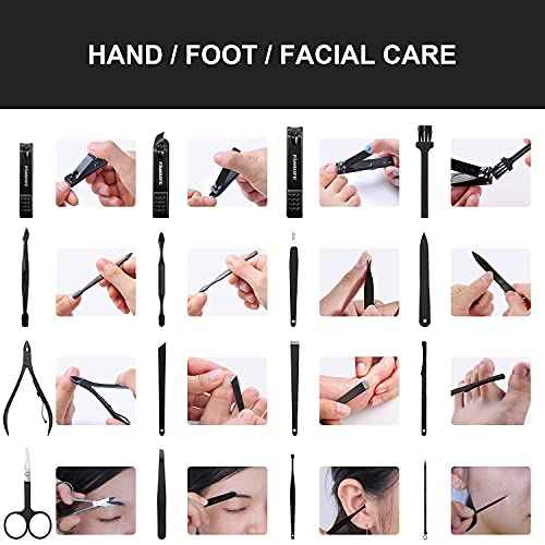 FAMILIFE Gifts for Men, Manicure Set Clippers Manicure Kit Nail Clipper Sets 16pcs Mens Grooming Kits Professional Stainless Steel Nail Kit Brown Leather Case Travel Kits