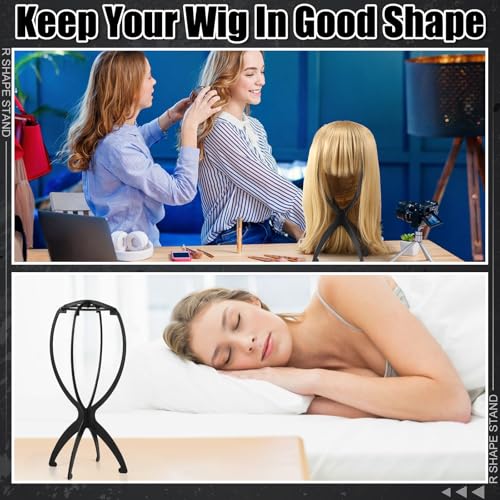 2 Pack Wig Head Stand, Travel Wig Holder Hat Wig Display for Styling for Women Multiple Wigs, Hair Length Under 40cm/15.74in