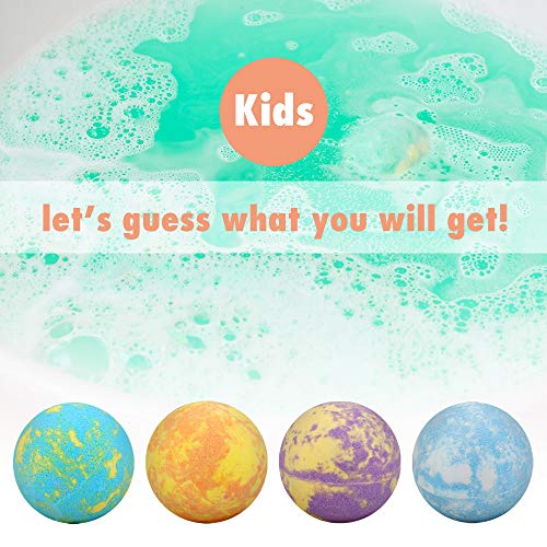 Bath Bombs for Kids with Toys Inside for Girls Boys - 12 Set Surprise Bubble Bath Fizzies, Colorful Handmade Kids Safe and Gentle Spa Bath Fizz Balls Kit, Birthday Christmas Gift (Package May Vary)