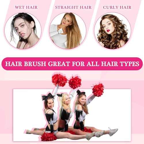 12 Pcs Cheer Gifts Bulk for Team Cheer Hair Brush Bulk Travel Compact Portable Cheerleading Brush Cute Gifts for Women Cheerleaders Team End of Season Senior Christmas Party Present Ideas