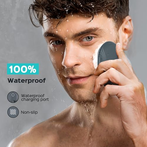 COSLUS Facial Cleansing Brush Face Scrubber : Portable Silicone Waterproof Rechargeable Face Wash Brush, 5 Cleansing Modes, Electric Deep Cleaning for Men & Women, Removing Blackhead, Exfoliating