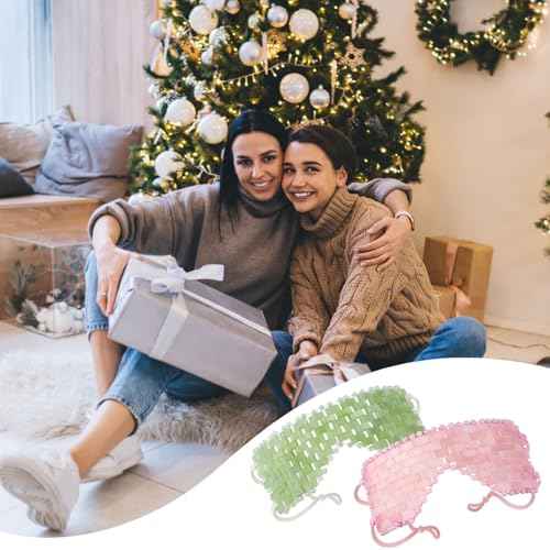 Rose Quartz Eye Mask - with Adjustable Strap for face 100% Natural Gemstone Jade Sleep Mask for Hot & Cold Anti Aging Therapy