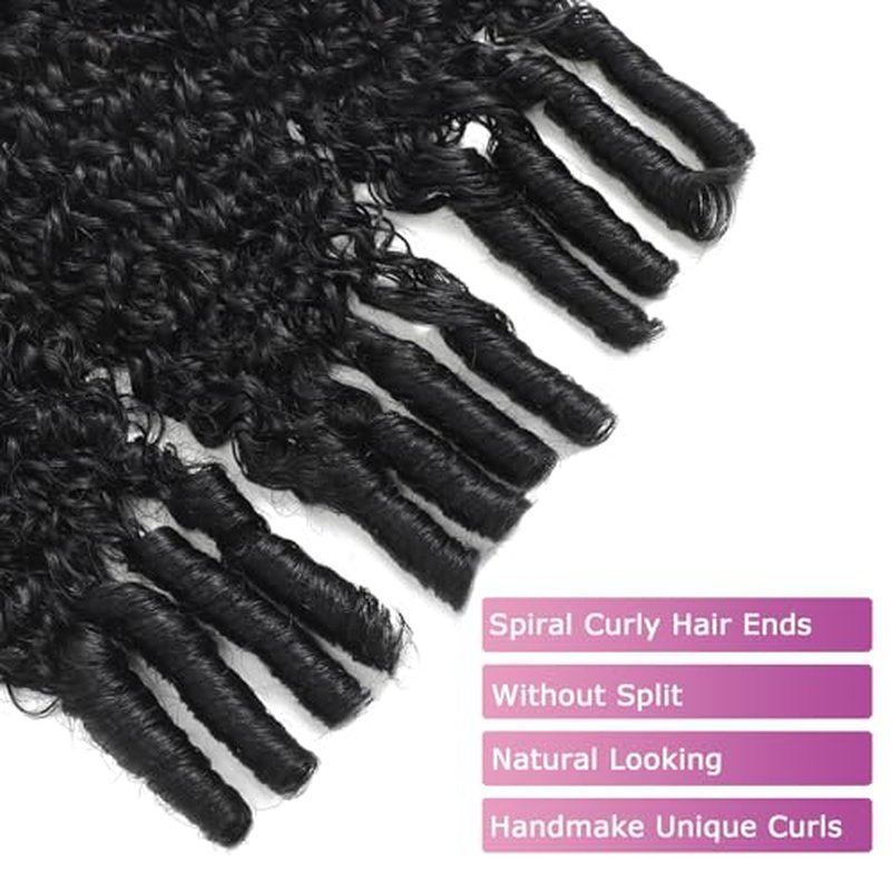 3C4A Burmese Curly Bundles 20 20 20 Inch Unprocessed Virgin Hair 3 Bundes Quick Weave Curly Human Hair with Spiral Ends Natural Black Color for Women