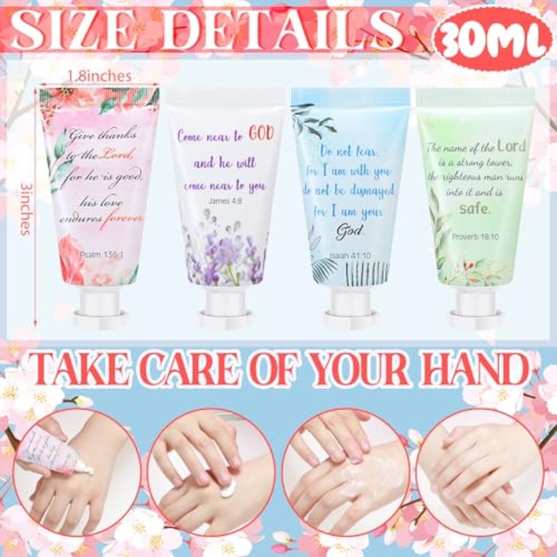 Landhoow 72 Pack Christmas Christian Hand Cream Bulk for Women Thanksgiving Bible Travel Hand Lotion Set Religious Bible Verse Gift for Employee Coworker Team Church Wedding Homeless