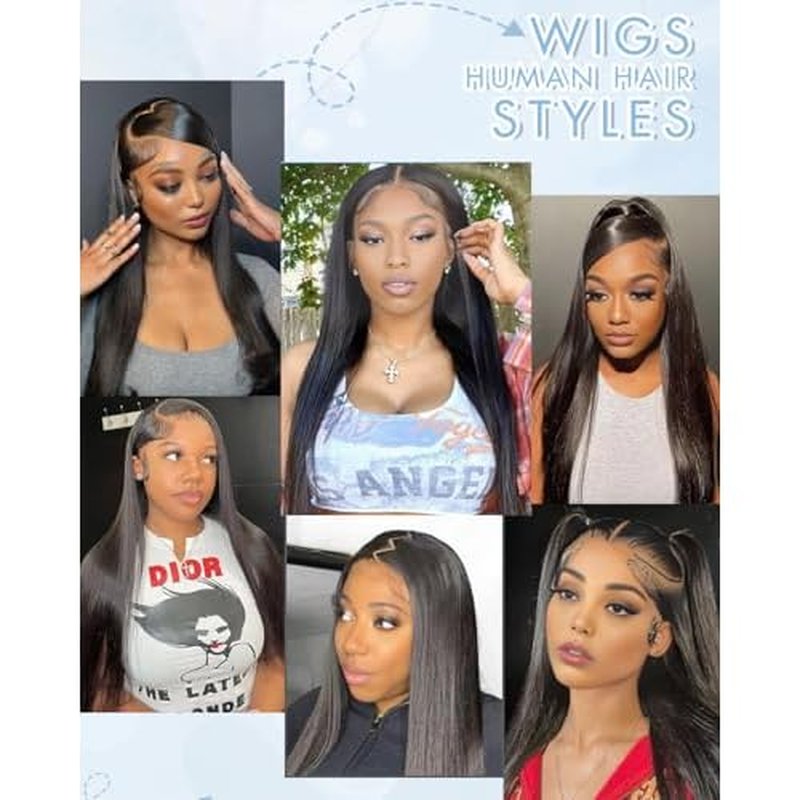 9x6 Glueless Wigs Human Hair Pre Plucked Pre Cut 24 inch HD Lace Front Wigs Human Hair 200% Density Straight Glueless Wigs Human Hair wigs for Black Women