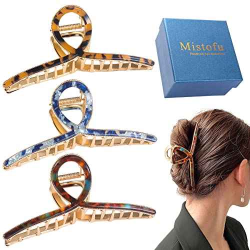 Hair Clip, 3 Pack - Large Metal Hair Claw Clips for Women's Thick or Thin Hair, 3 Styles, Practical, Sturdy - Perfect for Long Hair, Short Hair, Daily or Special Occasions