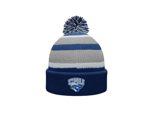 Sport Your Gear Christopher Newport Captains Prime Cuffed Fold Over Pom Pom Winter Knit Beanie