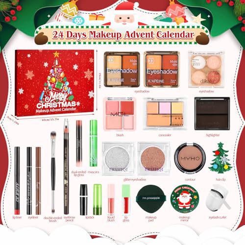 Makeup Advent Calendar 2025, Advent Beauty Calendar 24 Days Christmas Countdown Full Makeup Surprise Gift Kit for Women & Teen Girls