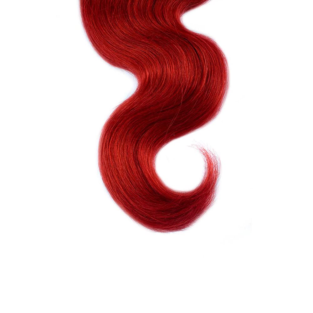 Red Body Wave Human Hair Bundles - 14/16/18 Inch Double Weft Peruvian Extensions