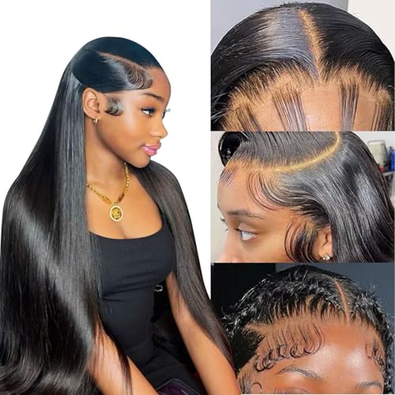 22 inch 13x6 Lace Front Wigs Human Hair 220 Density Straight Lace Front Wigs Human Hair 15A Grade Brazilian Virgin HD Transparent Lace Frontal Wigs Human Hair for Women Glueless Wigs Pre Plucked