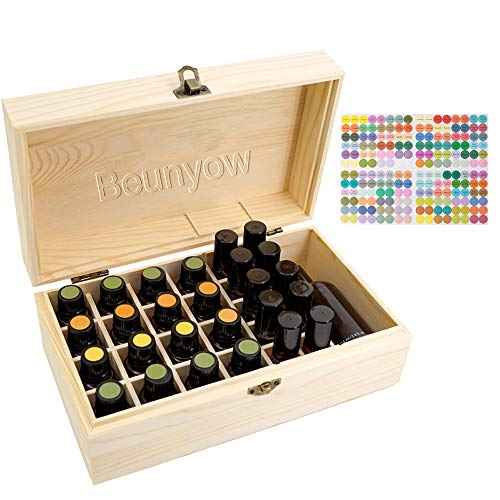Pure Vie Essential Oil Wooden Storage Box Travel Display Presentation, Holds 36 Bottles for 5, 10, 15ml - Aromatherapy Organizer Nail Polish Fragrance Container - Keep Your Oils Safe & Space Saver
