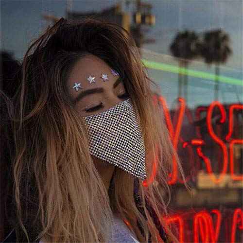 Sparkly Crystal Face Mask Bling Rhinestone Mesh Mask Sexy Nightclub Mouth Covered for Women and Girls