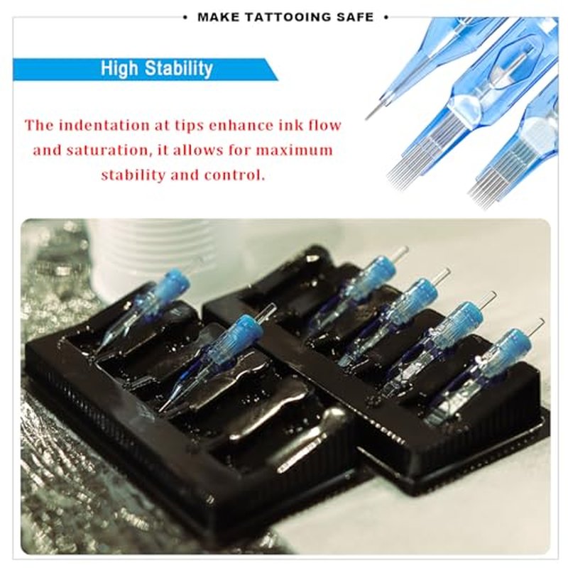 Emalla ELIOT Tattoo Cartridge Needles, 20Pcs Premium Tattoo Needles #10 Bugpin Curved Magnum Tattoo Cartridges 1023CML Tattoo Needles Diameter 0.30mm Long Taper 5.0mm for Machine Tattoo Supplies