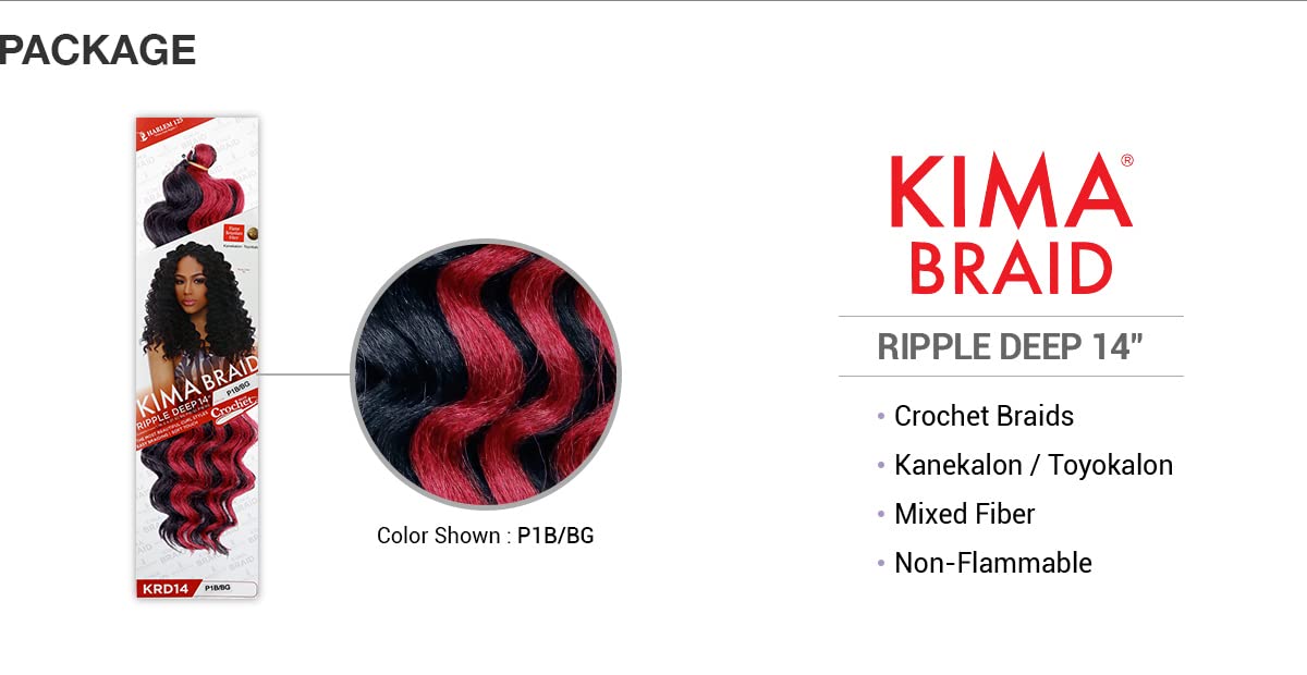 Harlem 125 Harlem125 Synthetic Hair Braids Kima Braid Ripple Deep 14inch (5-pack, 1)