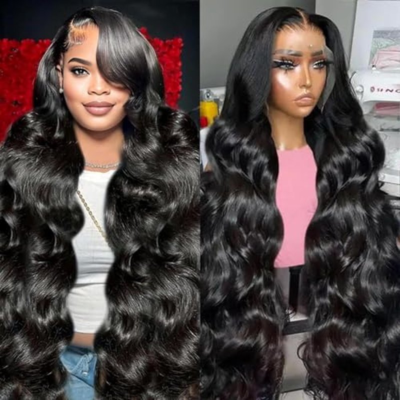 Body Wave Lace Front Wigs Human Hair Wide Lace 180 Density Wigs 13x4 Human Hair Lace Front Wigs Pre Plucked With Baby Hair Natural Color 28Inch